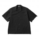 AURALEE-SELVEDGE WEATHER CLOTH OPEN COLLARED HALF SLEEVED SHIRTS - Ink Black