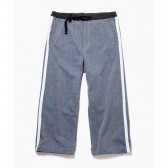 and wander-side line wool wide pants - Blue