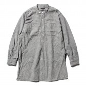 ENGINEERED GARMENTS-Banded Collar Long Shirt - Solid Flannel - H.Grey