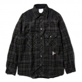and wander-wool check shirt (M) - Black
