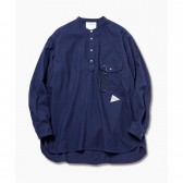 and wander-thermo nell stand collar shirt (M) - Navy