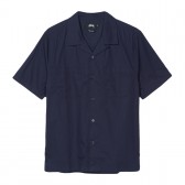 STUSSY-Open Collar Shirt - Navy