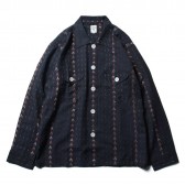 South2 West8-Smokey Shirt - Cotton Cloth : Splashed Pattern - Navy