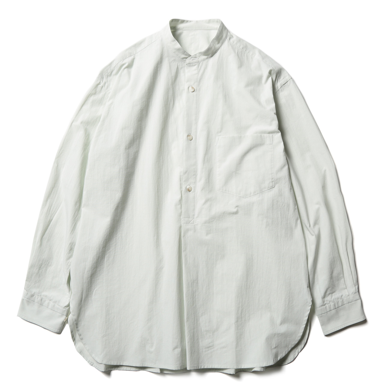 URU TOKYO / ウル トウキョウ トップス STAND COLLAR L/S SHIRTS / COTTON PIN WEATHER - L.Mint