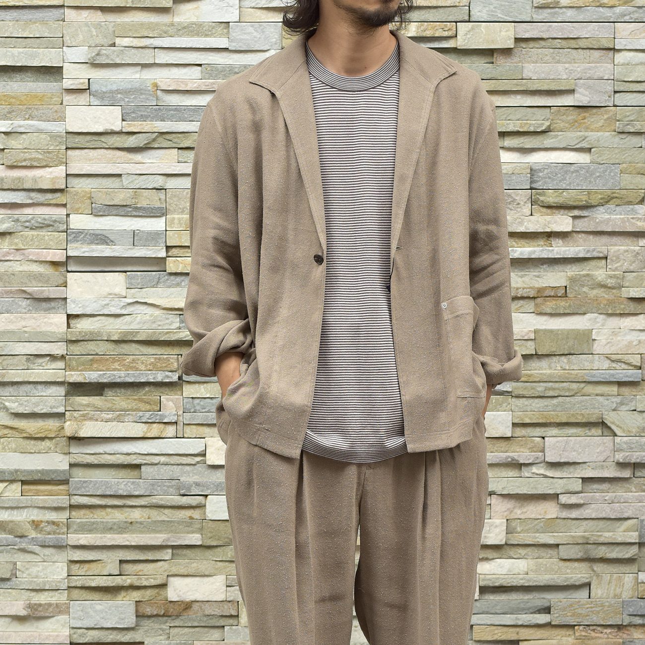 URU TOKYO トップス LINEN SILK TWILL / 1 BUTTON SHIRTS JACKET - Beige