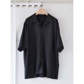 COMOLI-ウールシルク-半袖オープンカラーシャツ-Charcoal-168x168
