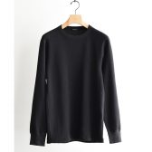COMOLI-コットンカシミヤ-ワッフル長袖クルー-Black-168x168