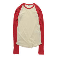 AURALEE / オーラリー | SUPER HIGH GAUGE SHEER RIB RAGLAN P/O (レディース) - Ivory×Red