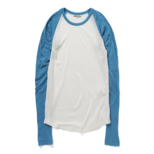 AURALEE / オーラリー | SUPER HIGH GAUGE SHEER RIB RAGLAN P/O (レディース) - White×Blue