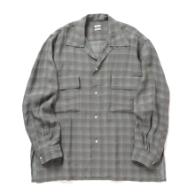 YOKE / ヨーク | Jacqard Plaid Open Collar Shirt - Gray