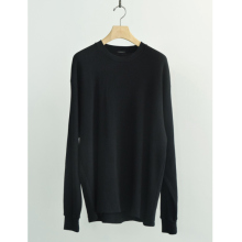 COMOLI / コモリ | コットンワッフル 長袖Tシャツ - Black