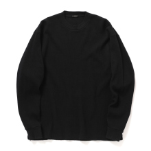 COMOLI / コモリ | コットンワッフル 長袖Tシャツ - Black