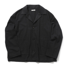 INTERIM / インテリム | SILK NOIL / OPEN COLLAR OVER SHIRT JACKET - Black