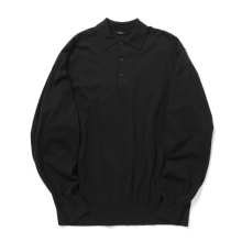 COMOLI / コモリ | コットン ニットポロ - Black