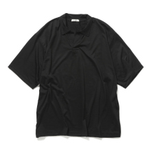 INTERIM / インテリム | EXTRA FINE MERINO WOOL JERSEY / HYPER BIG SKIPPER  SHIRT - Black