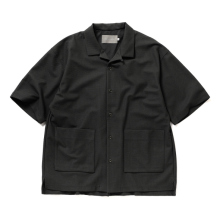 CURLY / カーリー | BIRD'S EYE JERSEY OPEN-COLLAR SHIRT - Black