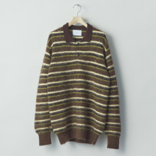 ssstein / シュタイン | KID MOHAIR RIBBED KNIT POLO LS - Brown Multi