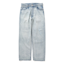 AURALEE / オーラリー | FADED SELVEDGE LIGHT DENIM WIDE PANTS (メンズ) - Light Indigo