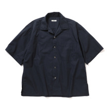 INTERIM / インテリム | HICOUNT TYPEWRITER DEADSTOCK FABRIC / HYPER BIG S/S OPEN COLLAR SHIRT - Navy