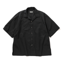 INTERIM / インテリム | HICOUNT TYPEWRITER DEADSTOCK FABRIC / HYPER BIG S/S OPEN COLLAR SHIRT - Black