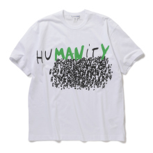 COMME des GARCONS SHIRT | printed cotton jersey OVERSIZED / HUMANITY - White