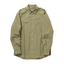AURALEE / オーラリー | FINX LIGHT WEATHER CHAMBRAY SHIRT (メンズ) - Olive Brown Chambray