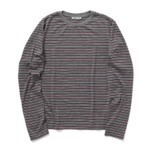 AURALEE / オーラリー | SOFT SMOOTH WOOL STRIPE JERSEY L/S TEE (レディース) - Gray Stripe