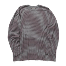 AURALEE / オーラリー | SOFT SMOOTH WOOL STRIPE JERSEY L/S TEE (メンズ) - Gray Stripe