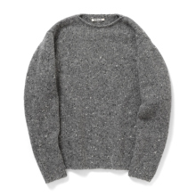 AURALEE / オーラリー | LOW-GAUGE HOMESPUN TWEED KNIT P/O (メンズ) - Top Charcoal