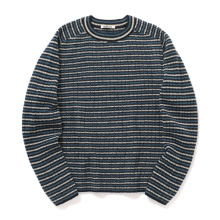 AURALEE / オーラリー | SHETLAND WOOL CASHMERE RIB KNIT P/O (メンズ) - Navy Stripe