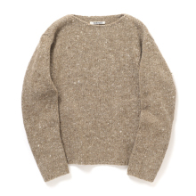 AURALEE / オーラリー | LOW-GAUGE HOMESPUN TWEED KNIT BOAT-NECK P/O (レディース) - Top Brown