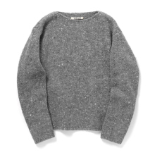 AURALEE / オーラリー | LOW-GAUGE HOMESPUN TWEED KNIT BOAT-NECK P/O (レディース) - Top Charcoal