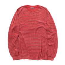 AURALEE / オーラリー | SOFT SMOOTH WOOL STRIPE JERSEY L/S TEE (メンズ) - Red Stripe