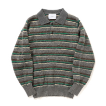 ssstein / シュタイン | KID MOHAIR RIBBED KNIT POLO LS - Grey Multi