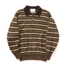 ssstein / シュタイン | KID MOHAIR RIBBED KNIT POLO LS - Brown Multi