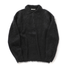 AURALEE / オーラリー | BRUSHED SUPER KID MOHAIR KNIT POLO (メンズ) - Ink Black