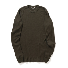 AURALEE / オーラリー | WOOL SILK SOFT RIB L/S TEE (メンズ) - Dark Brown