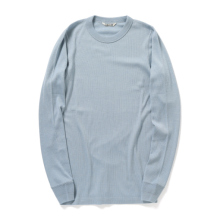 AURALEE / オーラリー | WOOL SILK SOFT RIB L/S TEE (メンズ) - Light Blue