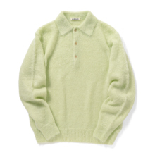 AURALEE / オーラリー | BRUSHED SUPER KID MOHAIR KNIT POLO (メンズ) - Light Lime