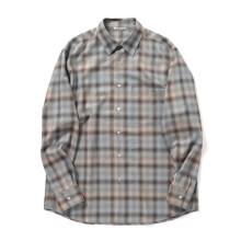 AURALEE / オーラリー | SUPER LIGHT WOOL CHECK SHIRT (メンズ) - Blue Orange Check