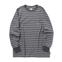South2 West8 / サウスツーウエストエイト | L/S Round Pocket Tee - Multi Stripe - Grey