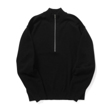 Y / ワイ (YLEVE / イレーヴ) | NONMULESING WOOL HALF ZIP KNIT PULLOVER - Black