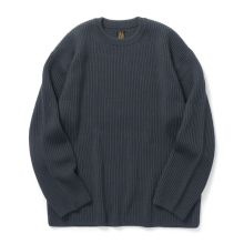 BATONER / バトナー | SOLID WOOL RIB CREW NECK (メンズ) - Dark Blue