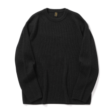 BATONER / バトナー | SOLID WOOL RIB CREW NECK (メンズ) - Charcoal