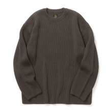 BATONER / バトナー | SOLID WOOL RIB CREW NECK (メンズ) - Walnut