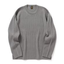 BATONER / バトナー | SOLID WOOL RIB CREW NECK (メンズ) - Gray