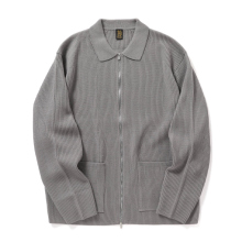BATONER / バトナー | SOLID WOOL RIB POLO ZIP UP BLOUSON (メンズ) - Gray
