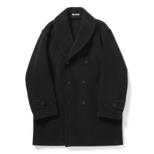 AURALEE / オーラリー | WOOL HERRINGBONE SHAWL COLLAR COAT (メンズ) - Dark Charcoal