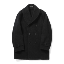 AURALEE / オーラリー | WOOL HERRINGBONE SHAWL COLLAR COAT (レディース) - Dark Charcoal