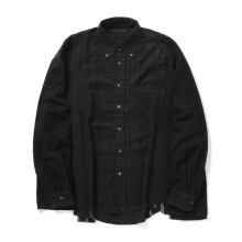 Needles / ニードルズ | Rebuild by Needles - Flannel Shirt ->7 Cuts Shirt / Wide / Over Dye / Black -Fサイズ3